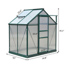 Greenhouses, 6.2' x 4.3' Walk-In Greenhouse with Aluminum Frame, Polycarbonate Panels and Sliding Door - Green - Seasonal Overstock