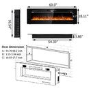 Fireplaces, 60" Ultra Thin Wall Mounted / Built-In Recessed Electric Fireplace - Seasonal Overstock