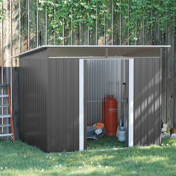 6' x 8.5' Outdoor Garden Storage Shed - Grey - Seasonal Overstock