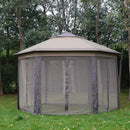 Gazebos, Belvedere 13.3ft Hexagon Pop-Up Portable Gazebo with Mesh Walls - Coffee / Beige - Seasonal Overstock