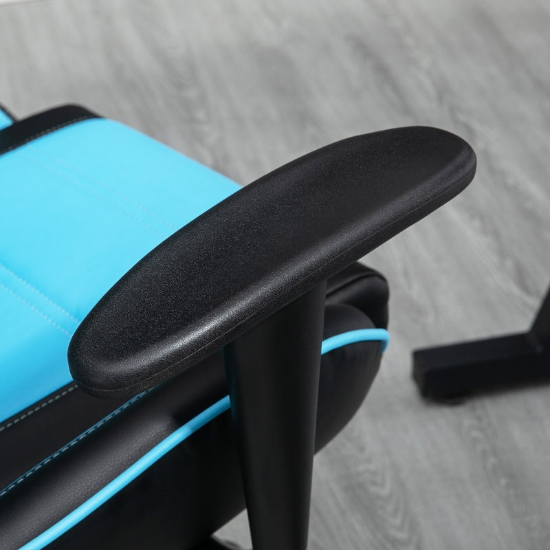 Bender Blue Black High Back Gaming Chair with Head and Lumbar Pillow - Seasonal Overstock