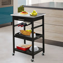 Kitchen Carts, Camilla Black Kitchen Bar Cart on Castors - Seasonal Overstock