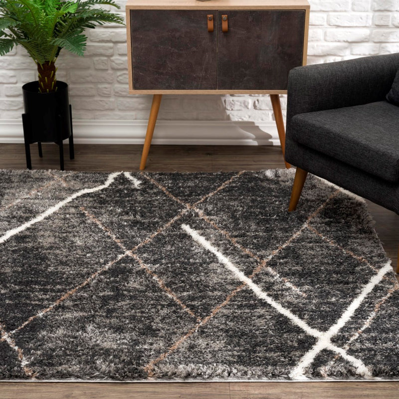 Cassius Grey Modern Area Rug by Puffy Comforts - Seasonal Overstock