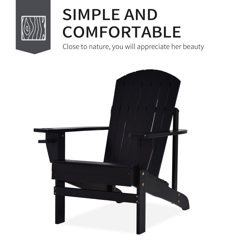 Linkin Wood Adirondack Chair in Black - Seasonal Overstock