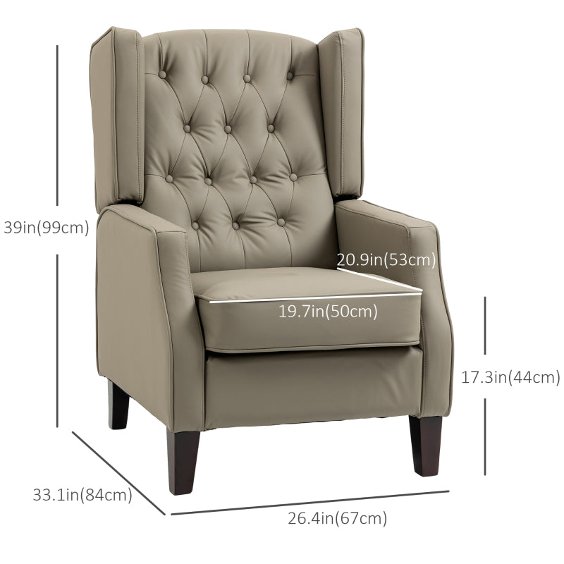 Richard Faux Leather Wing Back Button Tufted Arm Chair - Khaki - Seasonal Overstock