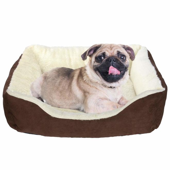 Soft Plush Brown Dog Bed Machine Washable - Small - Seasonal Overstock