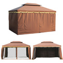 Thisbe 10' x 13' Two-Tier Brown Canopy Gazebo - Seasonal Overstock