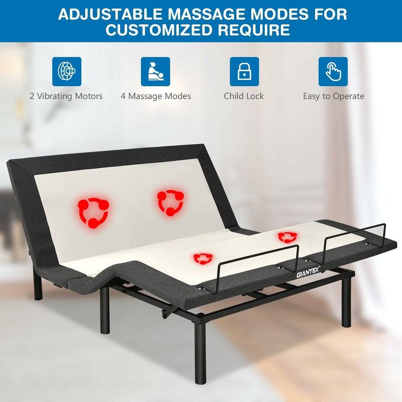 Queen Size Adjustable Bedframe with Massage - Seasonal Overstock