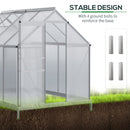 6' x 8' Walk-In Greenhouse with Aluminum Frame and Polycarbonate Panels, Sliding Door - Silver