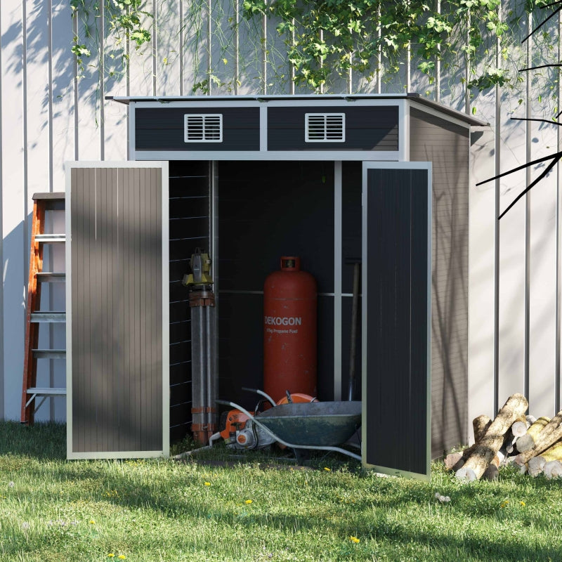 6' x 4' Grey PVC Outdoor Garden Storage Shed with Aluminum Frame - Seasonal Overstock