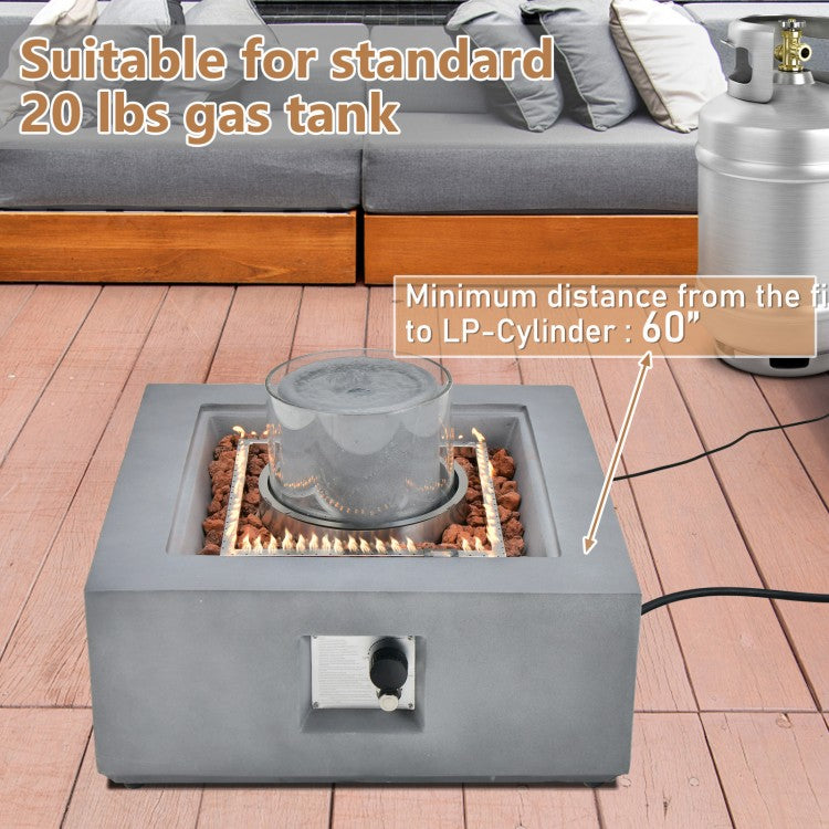 Dathan 28" 50,000 BTU Square Fire Pit Table with Fountain - Grey - Seasonal Overstock