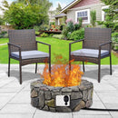 Faron 28" Round 40,000 BTU Faux Stone LP Fire Pit with Lava Rocks and Cover - Grey - Seasonal Overstock