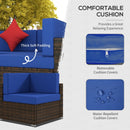 Placid Peak Modular Outdoor Patio Sectional Sofa, Loungers and Table 9pc Set - Navy Blue / Brown