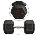 Single 50 lb Rubberized Hexagon Dumbbell Weight - Seasonal Overstock