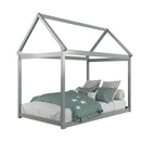 Xavier House Shaped Twin Size Wood Canopy Platform Bed - Grey - Seasonal Overstock