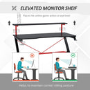 Rizer 47" 2-Tier Black and Red Gaming Desk with Cup Holder and Headphone Stand - Seasonal Overstock