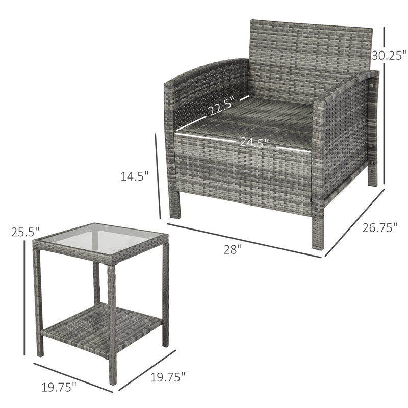 Anora 3pc Rattan Patio Chairs & Table Set - Seasonal Overstock