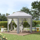 Gazebos, Belvedere 13.3ft Hexagon Pop-Up Portable Gazebo with Mesh Walls - Light Grey - Seasonal Overstock
