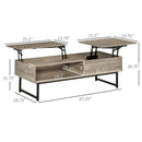 Coffee Tables, Cody Dual Lift Top Modern Coffee Table with Hidden Storage - Grey - Seasonal Overstock