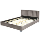 Glimmer Full Size Upholstered Platform Bed Frame - Light Grey - Seasonal Overstock