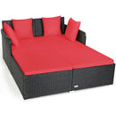 Halton Outdoor Rattan Lounging Patio Sofa - Red - Seasonal Overstock