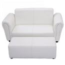 Kids Furniture, Kids Casa Kid Sized Sofa and Ottoman Set - White - Seasonal Overstock