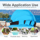 Paloma 4pc Outdoor Rattan Sofa Bed / Patio Conversation Set - Blue - Seasonal Overstock