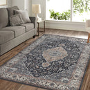 Santari Black Oriental Washable Area Rug by Sahara Designs - Seasonal Overstock