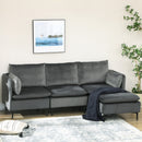 Sofas, Veta 83" Grey Velvet Reversible Sectional Sofa with Chaise - Seasonal Overstock