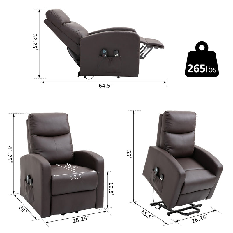 Walker Lift Recliner Chair in Brown with Vibration Massage - Seasonal Overstock