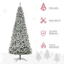 Christmas Trees, 9ft Pre Lit Flocked Slim Christmas Tree with Warm White LED Lights - Seasonal Overstock