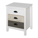 Arya 3 Drawer Multi Tone Farmhouse Bedside Night Table - Seasonal Overstock