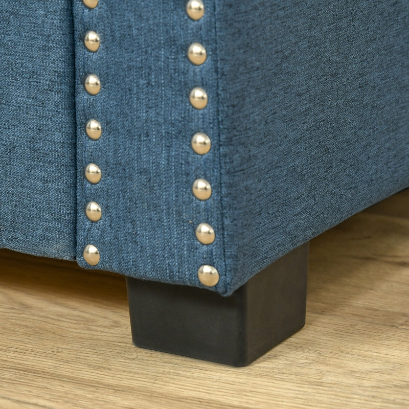Osman 47" Nailhead Blue Upholstered Storage Bench - Seasonal Overstock