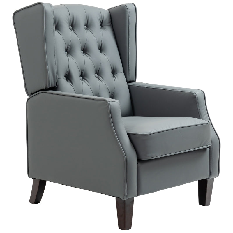 Richard Faux Leather Wing Back Button Tufted Arm Chair - Grey - Seasonal Overstock