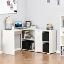 Simon Convertible L-Shaped Desk with Cabinet and Storage - White - Seasonal Overstock