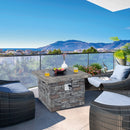 Stanford 34.5" Square Grey Faux Stone LP Fire Table with Lava Rocks and Cover - 50,000 BTU - Seasonal Overstock