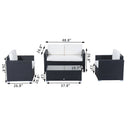 Patio Furniture, Brently 4pc Patio Sofa Set - White / Black - Seasonal Overstock