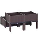 Planters, 31.5" x 31.5" Raised 4-Box Planter Flower Bed - Brown - Seasonal Overstock