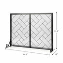 45" Black Wrought Iron Fireplace Screen with 2 Doors - Seasonal Overstock
