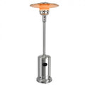 50,000 BTU Outdoor Standing Propane Patio Heater with Wheels - Silver - Seasonal Overstock