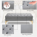 Benches, Ariya 47" Velvety Grey Button Tufted Upholstered Ottoman Bench - Seasonal Overstock