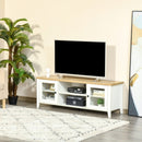 TV Stand, Dallas TV Stand Entertainment Unit for TVs up to 60" - White & Natural - Seasonal Overstock