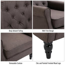 Harland Button Tufted Wing Back Armchair - Brown - Seasonal Overstock