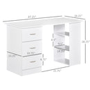 Joli Computer Writing Desk with 3 Shelves & 3 Drawers - White - Seasonal Overstock