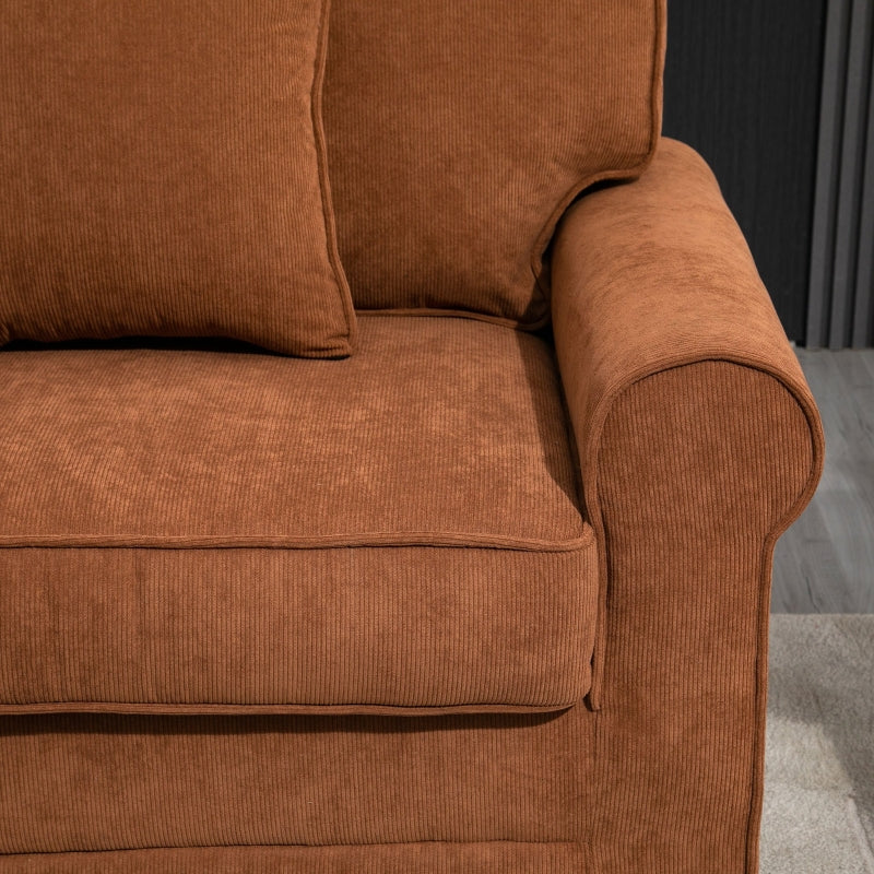 Kiona Soft Brown Corduroy Upholstered Sofa - Seasonal Overstock