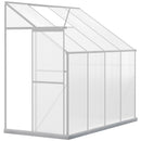8' x 4' Lean-To Aluminum Frame Walk-In Greenhouse with Polycarbonate Panels, Sliding Door - Silver