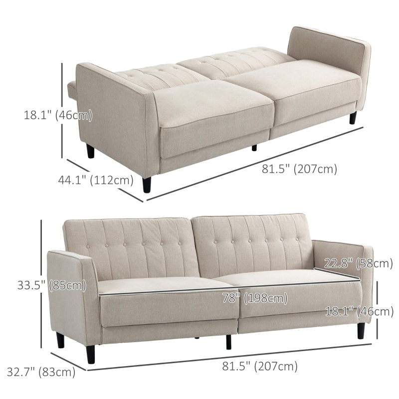 Newbury 84" Modern Convertible Sleeper Sofa - Beige