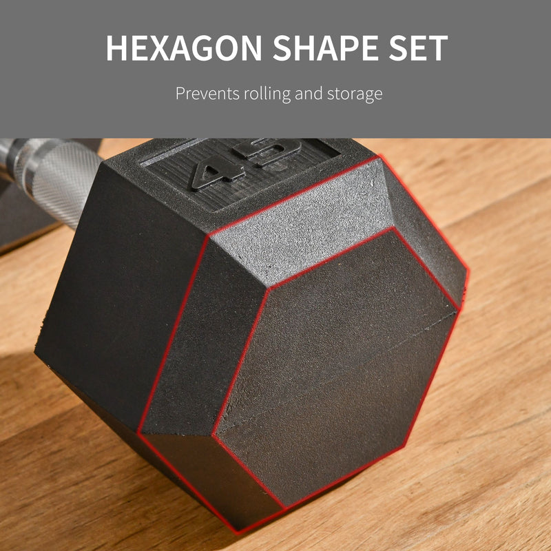 Single 45 lb Rubberized Hexagon Dumbbell Weight - Seasonal Overstock