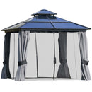 Trejan 10' x 10' Polycarbonate Hard Top Black Patio Gazebo - Seasonal Overstock