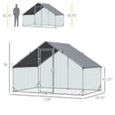 Small Animal Habitats & Cages, 10' x 6.5' Steel Walk-In Chicken Coop Pen with Peaked Roof and Canopy - Seasonal Overstock